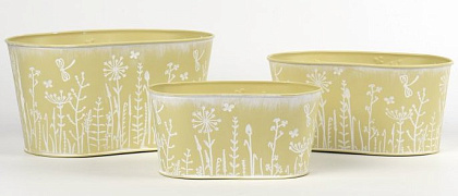 Набор декоративных кашпо 26X16XH13CM B22X12,5CM; 23X14,5XH11CM B20X11,5CM; 19X11,5XH9,5CM B16,5X9CM, 3 шт., св.желтый