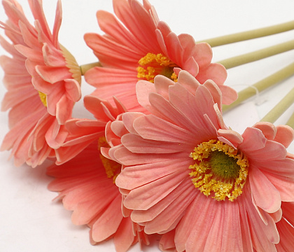 Букет искусственный декоративный "Герберы": 5 стеблей, 35 см., персиковый