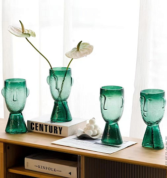 Ваза стеклянная D12 * H23 см, 1 шт., зеленый