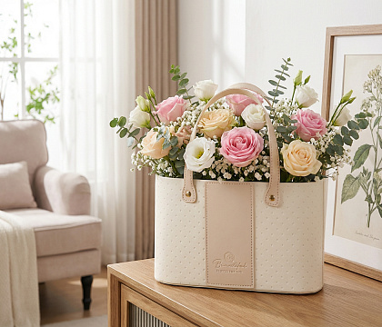 Коробка для цветов "Изысканная простота" 24,5*14*14,5, 1 шт., белый