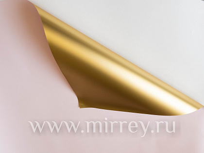 Упак. материал флористическая пленка с золотом, 70 мкр, 58 см х 10 м, розовый