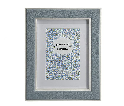 Фоторамка декоративная из МДФ с кожаной отделкой, цвет пепельно-синий, со стеклом, 10х15/15x20 см