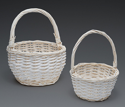 Набор корзин плетеных (ива), 19*19*10*24 см, 15*15*8*20 см, 2 шт., белый