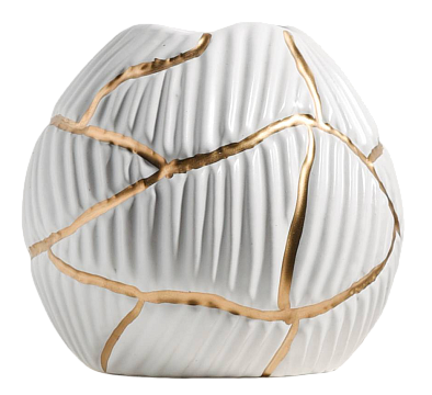Ваза керамическая, цвет бело-золотой, 15*13 см