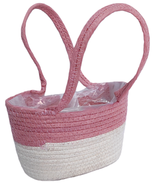 Корзина плетеная (эколоза): 23x13xH13XHH30XB18X9, 1 шт., белый/св.розовый