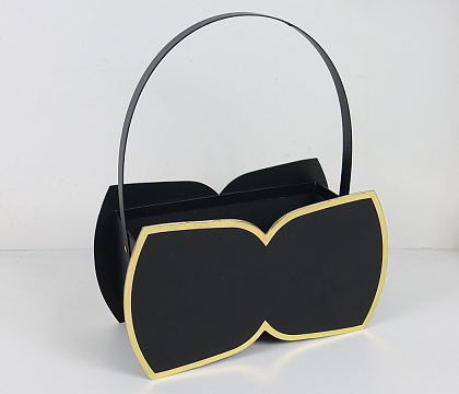 Коробка для цветов/подарков "Бантик" 24*10,3*13,5(28,5)H см, 1 шт., черный