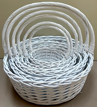 Н-р корзин плетеных (ива): 51*19*49, 45*17*45, 39*15*41, 33*12*36, 27*11*30, 22*9*26, 6 шт., белый