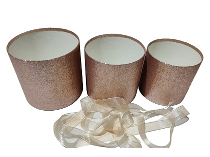 Набор коробок для цветов без крышки "Созвездие любви" 18*17, 15*14,5, 13*12 см, 3 шт., розовое золото