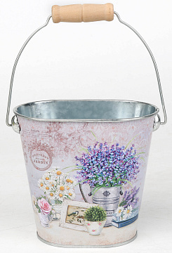 Декоративное кашпо-ведерко "Поэзия" 12.5X8XH11/20 B:8,5x6 см. металл
