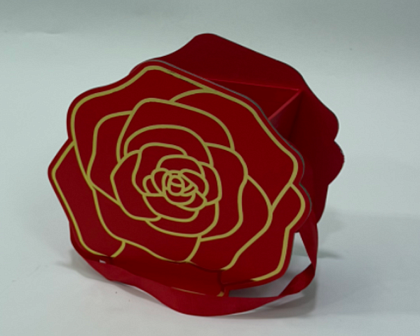 Коробка под цветы "Цветочная поэзия" 20x9x18,5 см, верхний диаметр: 13,5x8,5 см, нижний диаметр: 8,5x7см, 1 шт., красный