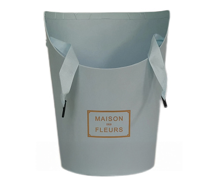 Коробка под цветы, с ручкой, 17x14x22 см, св. голубой