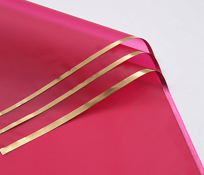 Упак. материал флористическая пленка "Золотой кант", 58х58 см, фуксия, 20 листов /упак