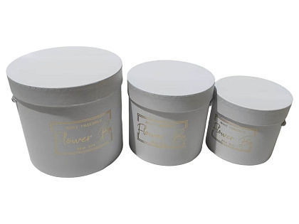 Набор коробок для цветов "Простые истины" 18,5*17, 15,3*14,5, 13,3*12 см, 3 шт., белый