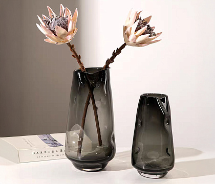 Ваза стеклянная D15 * H30 см, 1 шт., серый