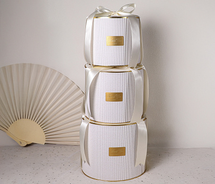 Набор подарочных коробок "Коллекция роскоши" D23,5*H20, D21*H18, D18,5*H15,6, 3 шт., молочный