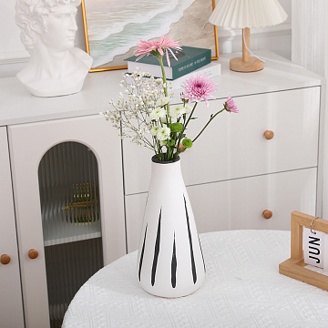 Ваза керамическая, цвет бело-черный, 12,5*25 см