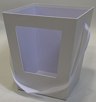  Коробка под цветы с окном 19x19x22 см./14*14 см., 1 шт., белый