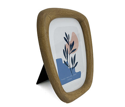 Фоторамка декоративная из дерева, асимметричная, со стеклом, 13x18 см