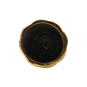 Ваза керамическая "Листья", цвет бело-золотой, 11*25 см