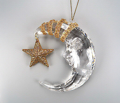 Фигурка декоративная "Месяц растущий со звездой на подвеске" 8,9 см. акрил, 1 шт.