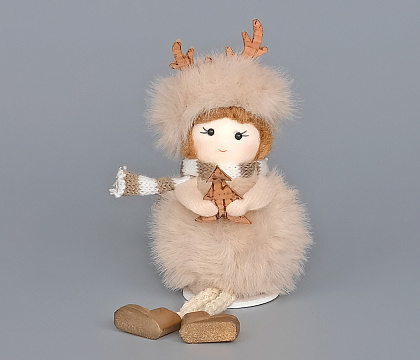 Новогоднее декоративное изделие "Фея", 15 см, бежевый