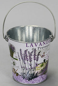 Декоративное кашпо-ведерко "Прованс лаванда" D11.5/9.8XH10/16.5CM B7.5 см, металл