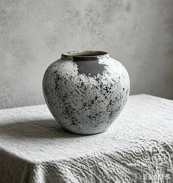 Ваза керамическая декоративная, цвет серый, 21*22 см.