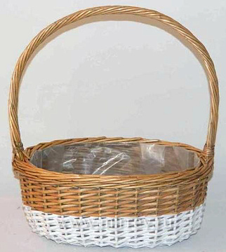 Корзина плетеная (ива) 35x25H15/40 B26x15, 1 шт., медовый/белый