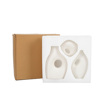 Набор декоративных керамических ваз 3 шт.: 13*20/10,5*10/10*17,5 см., цвет белый