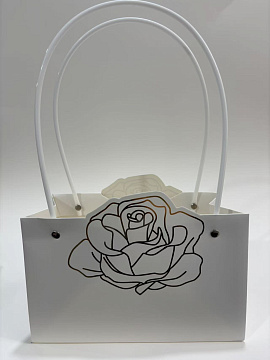 Пакет подарочный тисненый золотым фольгированием, 22*10.5*13.5 см 10 шт./упак., белый