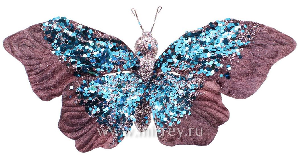 Декоративная бабочка с глиттером, 12*24 см, 1 шт., сиреневый
