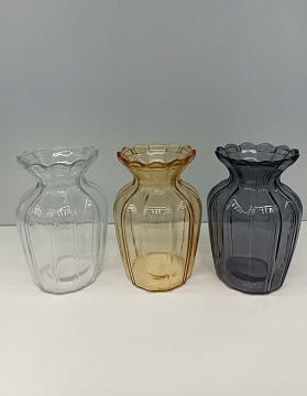 Ваза стеклянная D11,5 * H15 см, 1 шт, прозрачный