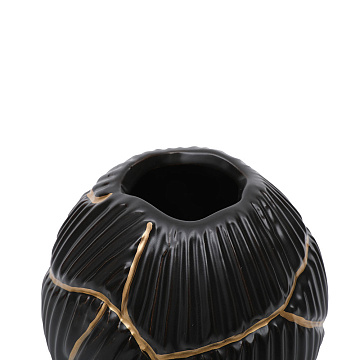 Ваза керамическая, цвет черно-золотой, 15*13 см