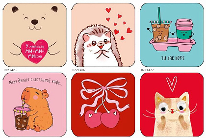 Набор открыток мини №285, размер открытки 7х7 см. в наборе 120 шт.