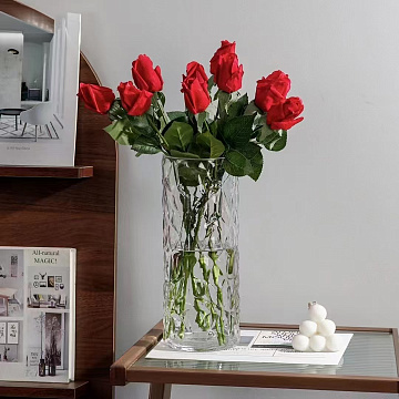 Ваза стеклянная D12 * H28,5 см, 1 шт., прозрачный