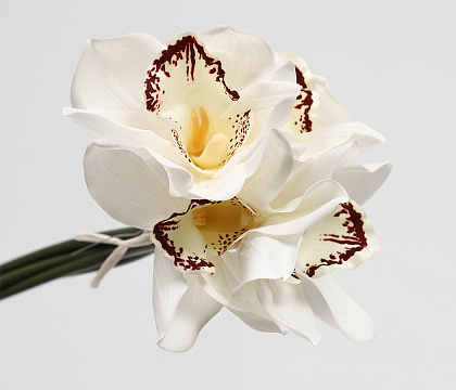 Букет искусственный декоративный "Орхидеи": 4 стебля, 24,5 см., белый