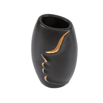 Ваза керамическая, цвет черно-золотой, 12,5*9*23,5 см