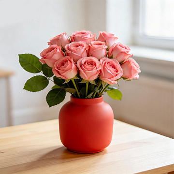 Ваза декоративная керамическая, цвет терракот, 14,5*13 см