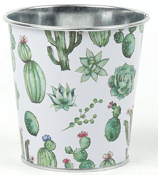 Декоративное кашпо "Зеленый кактус" 9.8XH10CM B7.6, металл
