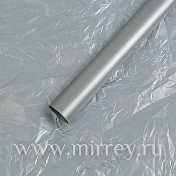 Упак. материал флористическая пленка "Водонепроницаемый тишью", 20 мкр, 58 см х 10 м, серебряный