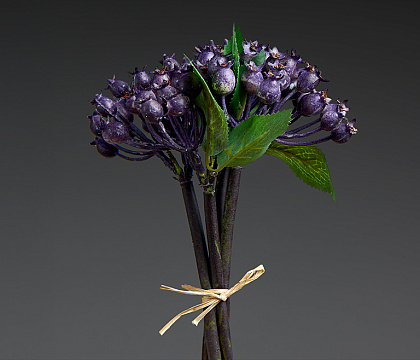 Связка веток  декоративная с ягодами D 1-1,5 см, 35 см, синий