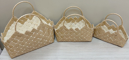 Набор корзин плетеных (секвойя): 38*24*24H 34HH, 33*16*18H 27HH, 27*13*14H 22HH, 3 шт., молочный