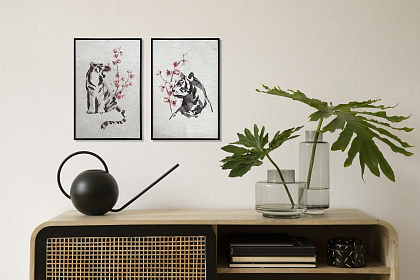 Постер "Тигр II", рама деревянная, 25*38*1,5