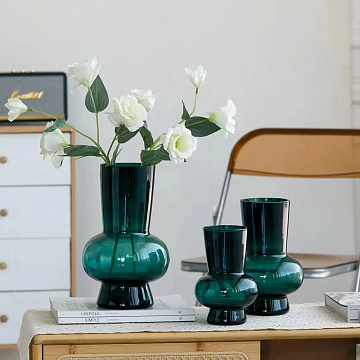 Ваза стеклянная D17 * H27,5, 1 шт., изумрудный