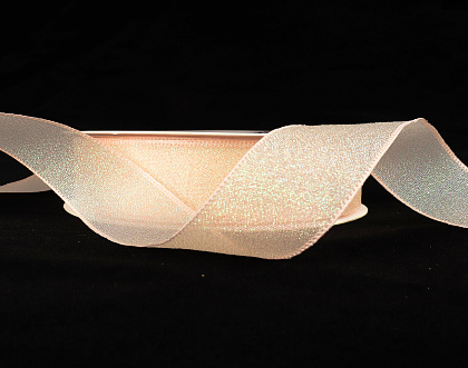 Лента декоративная "Перламутровое сияние", полиэстер, 25 мм х 20 ярд., персиковый (5 шт./упак.)