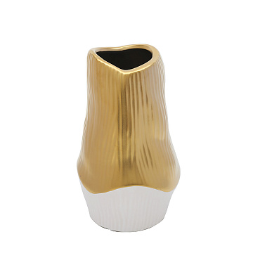 Ваза керамическая, цвет бело-золотой, 13*21,5 см