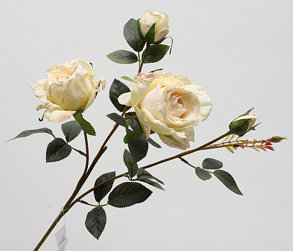 Цветок искусственный декоративный "Роза", 64 см., тканевый, слоновая кость