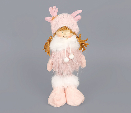 Декоративное новогоднее изделие Девочка, 21 см, розовый
