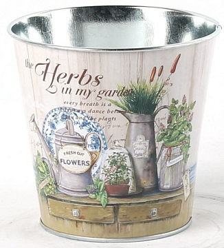 Декоративное кашпо "Садовые травы" D12.5XH12CM B:D9 см, металл