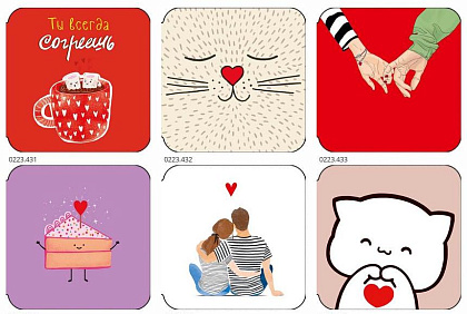 Набор открыток мини №286, размер открытки 7х7 см. в наборе 120 шт.